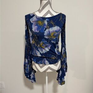 We The Free Blue Floral Blouse